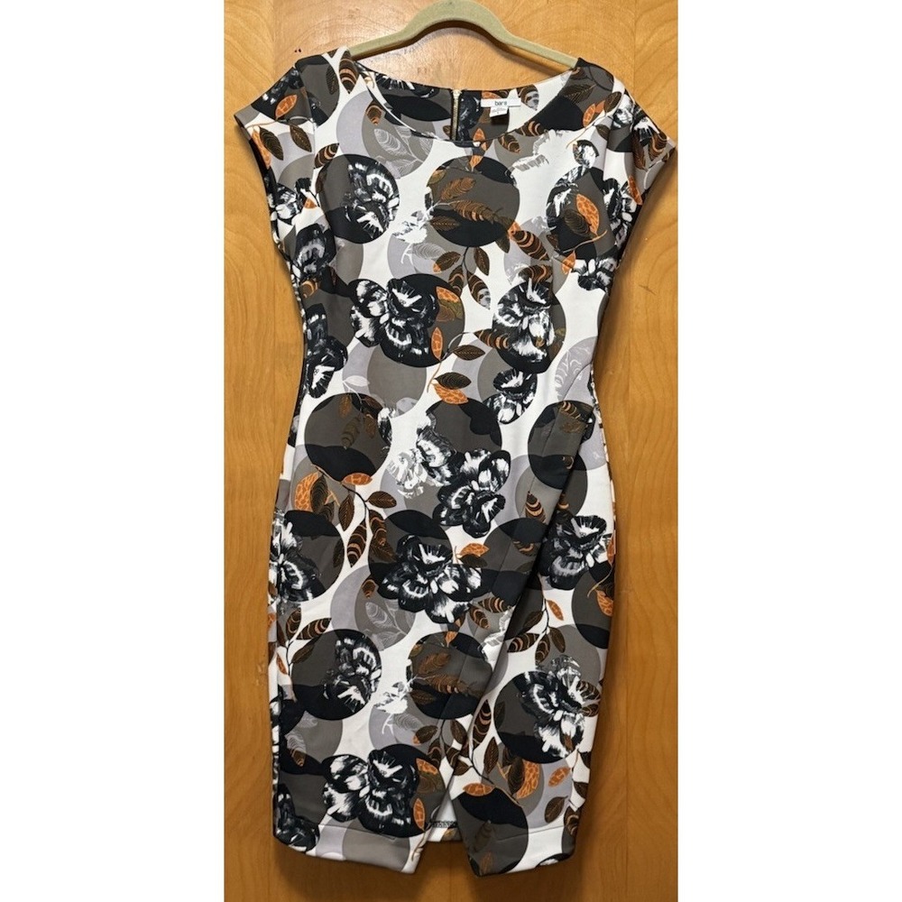 Bar III Womens Geometric Floral Bodycon Sheath Dress Wrap Style Skirt Back Zip L